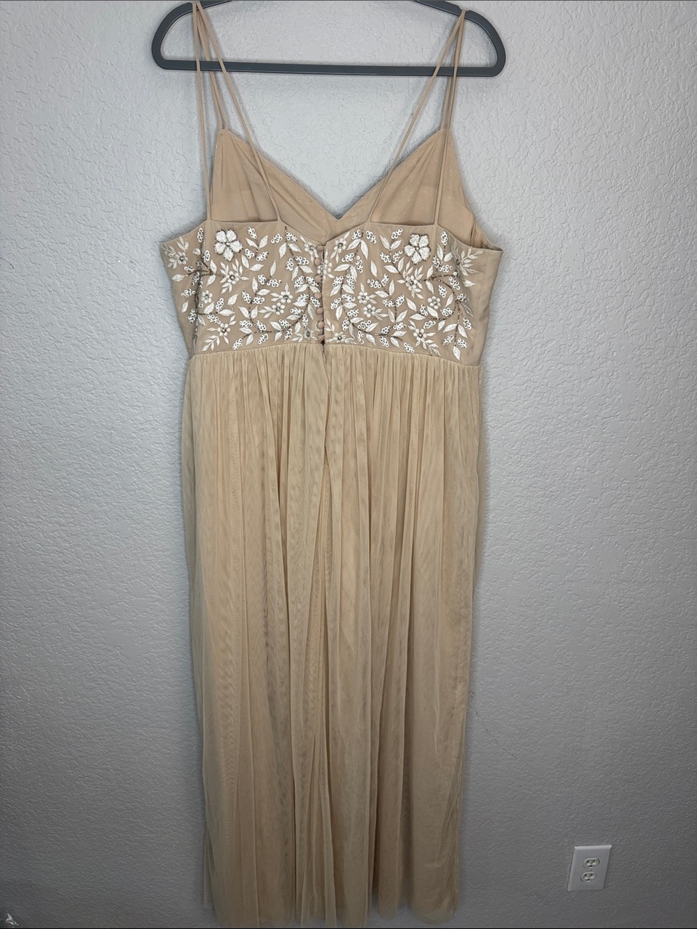BHLDN Anthropologie Elowen Beaded Gown Dress Size 18 Plus Size Champagne Formal - Picture 5 of 9
